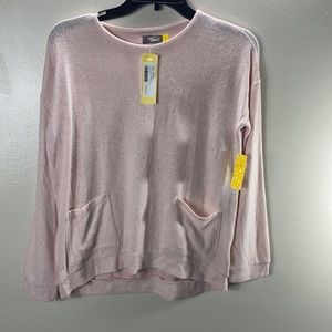 Rumi+Ryder Women’s Pink Brushes Pocket High Low Sweater Girls Size L